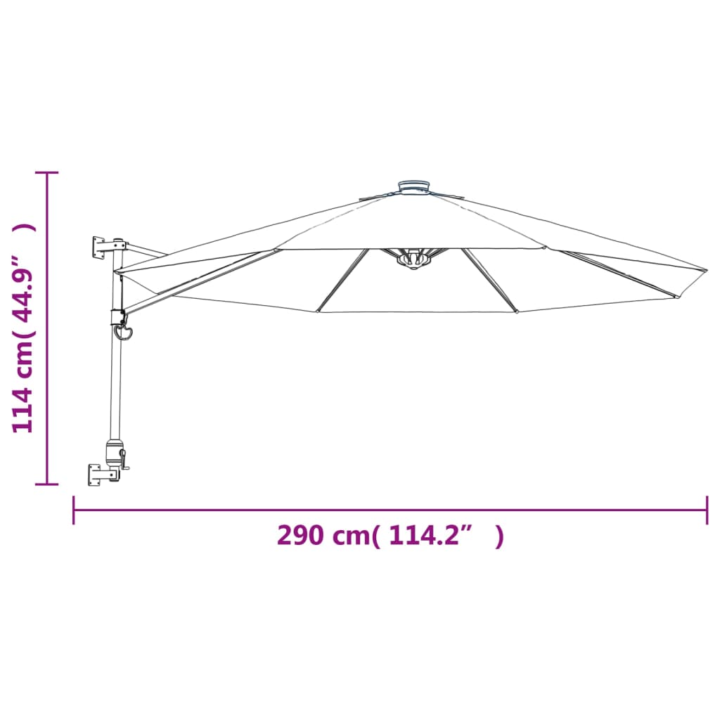 Zidni suncobran plava boja mora 290 cm