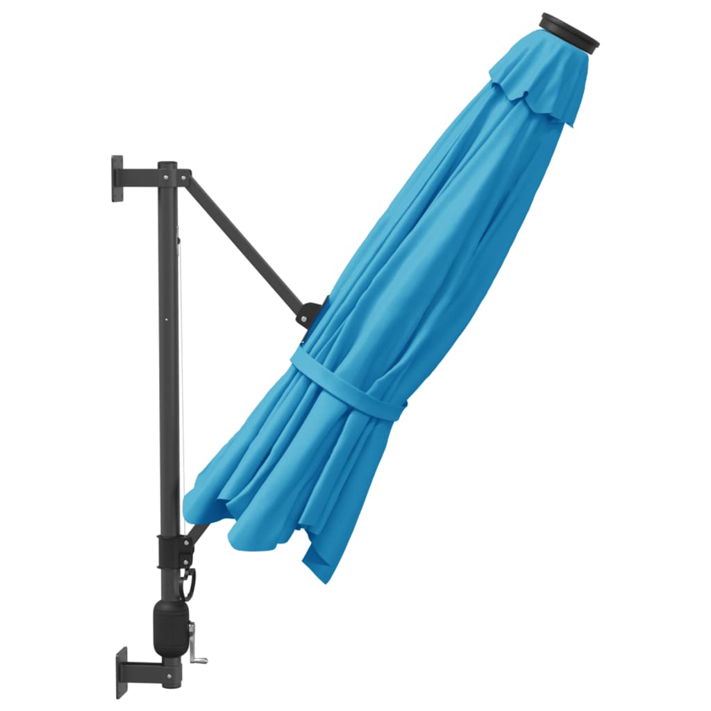 Zidni suncobran s LED svjetlima plava boja mora 290 cm