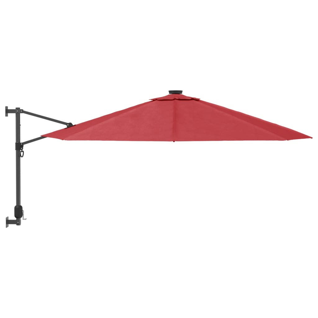 Zidni suncobran s LED svjetlima jarkocrveni 290 cm