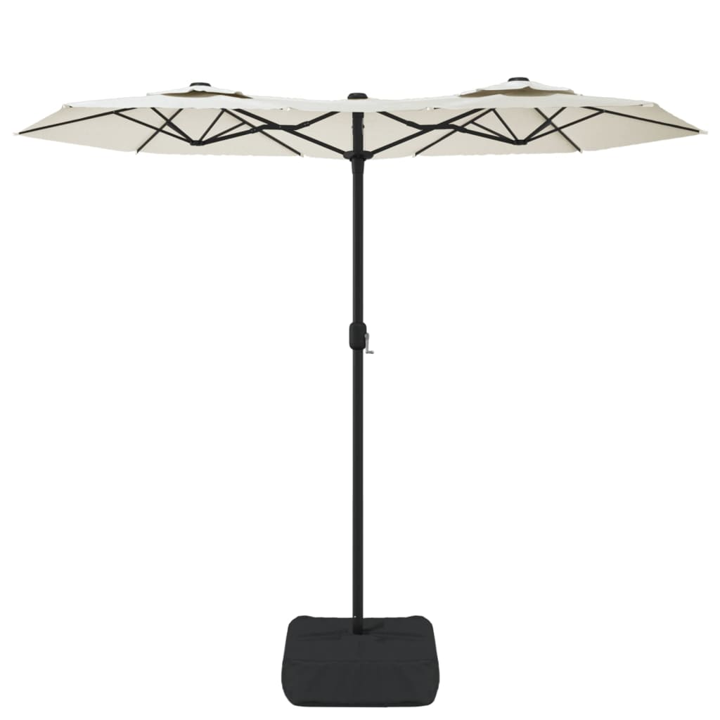 Dvostruki vrtni suncobran LED pješčano bijeli 316 x 145 cm