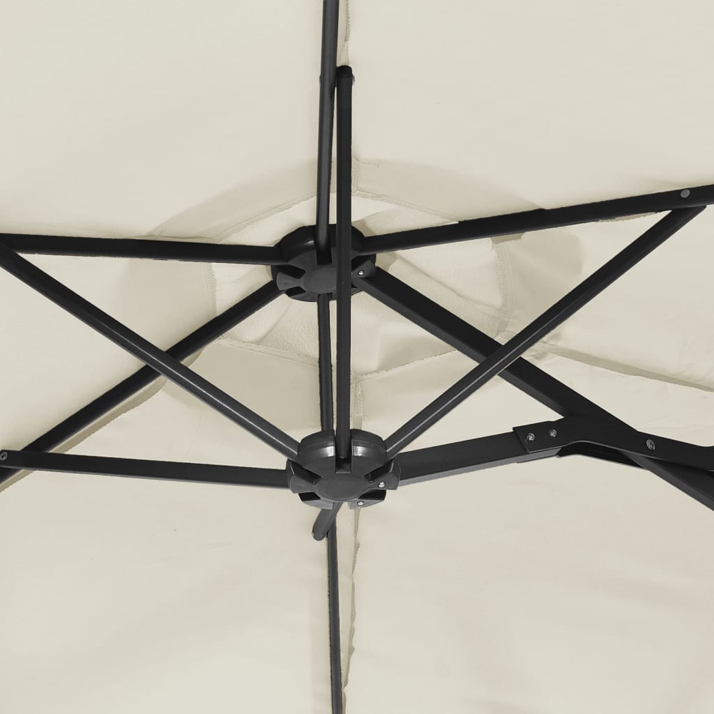Dvostruki vrtni suncobran LED pješčano bijeli 316 x 145 cm