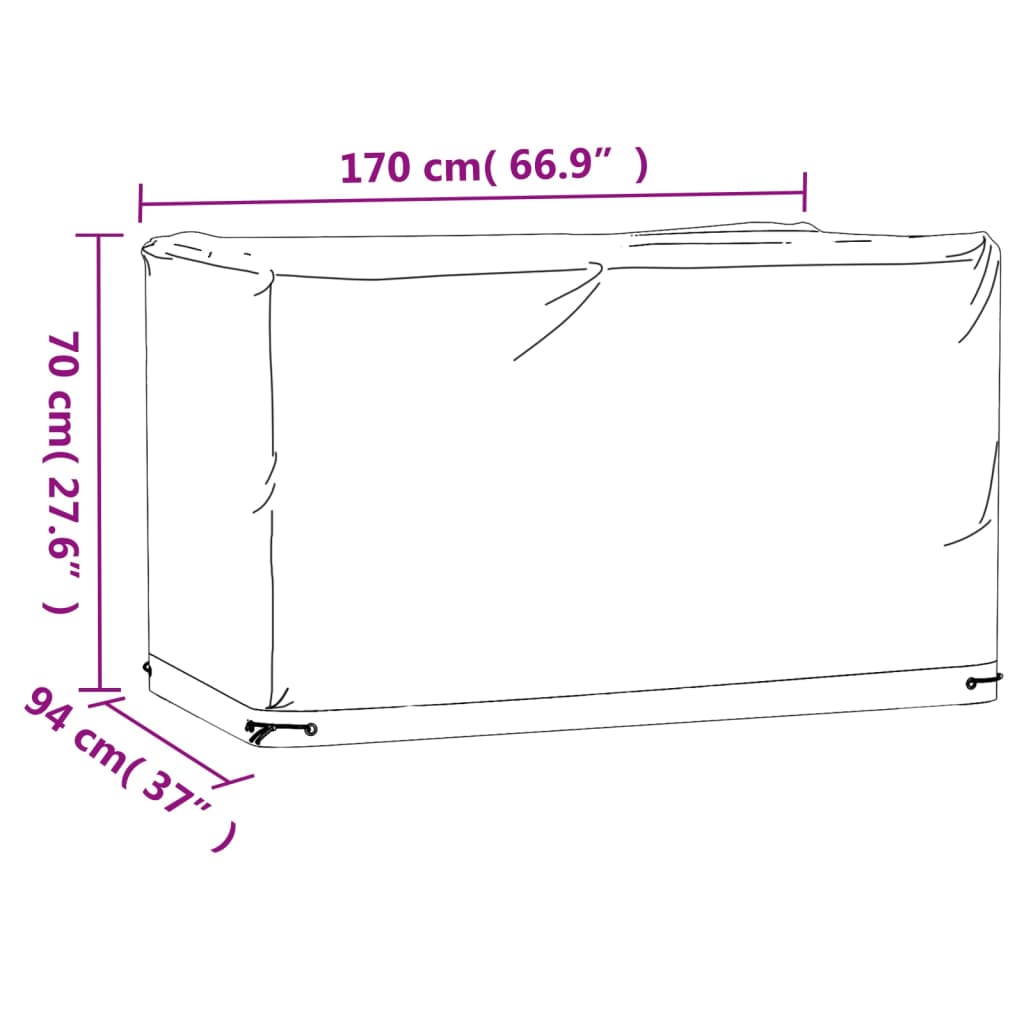 Navlaka za vrtni namještaj sa 8 ušica 170x94x70 cm pravokutna
