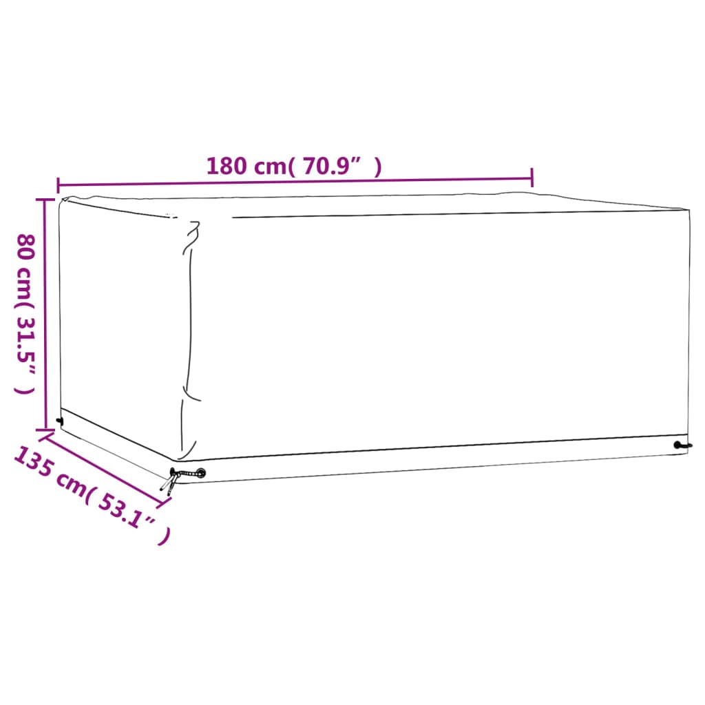 Navlaka za vrtni namještaj s 8 ušica 180x135x80 cm pravokutna