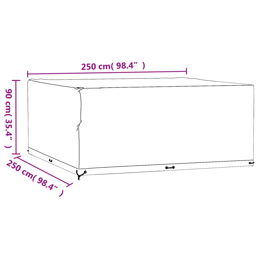 Navlaka za vrtni namještaj sa 16 ušica 250x250x90 cm kvadratna