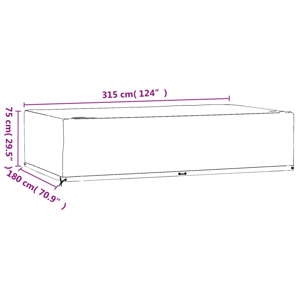 Navlaka za vrtni namještaj s 12 ušica 315x180x75 cm pravokutna