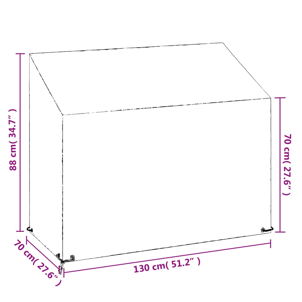 Navlaka za vrtnu klupu s 8 ušica 130 x 70 x 70/88 cm polietilen