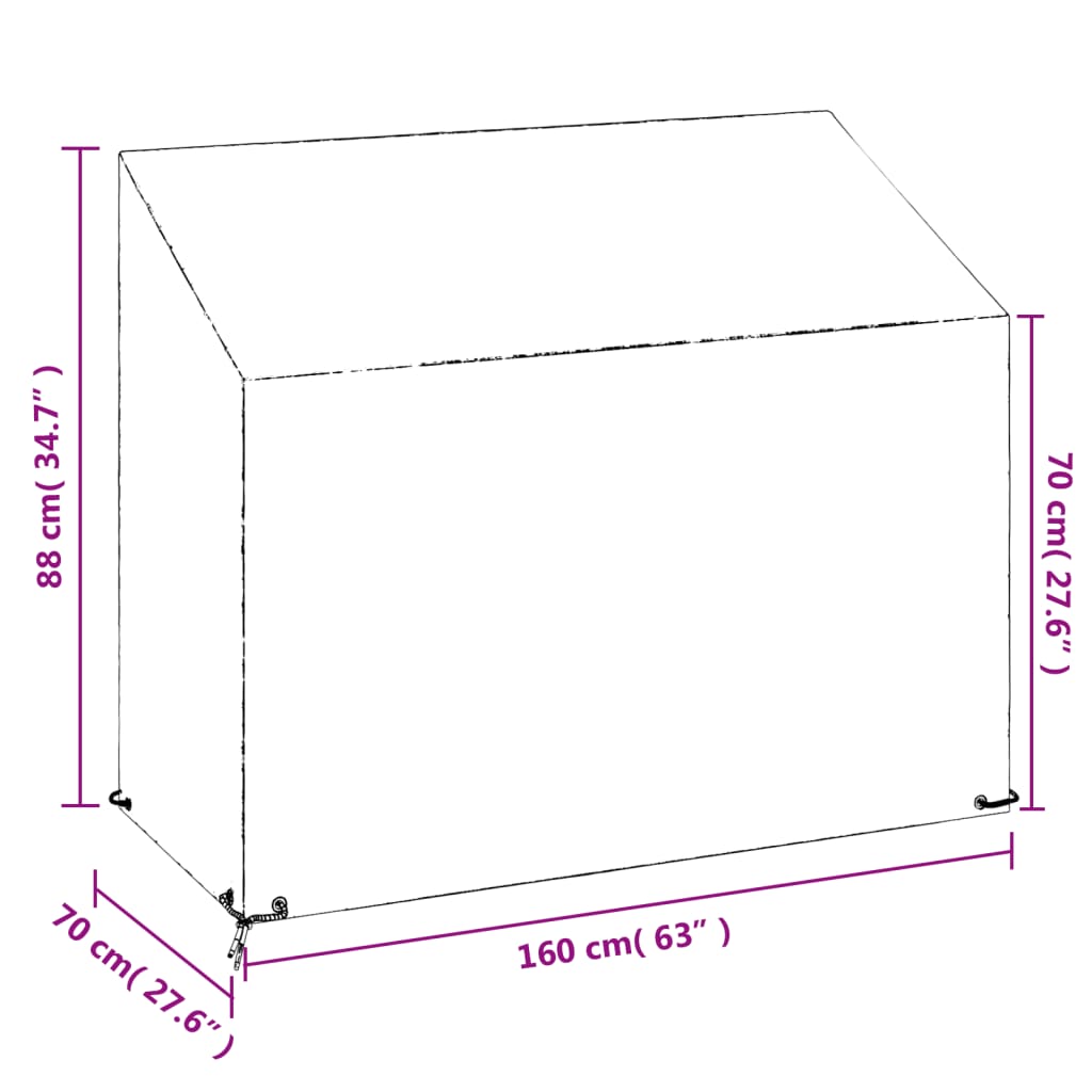 Navlaka za vrtnu klupu s 8 ušica 160 x 70 x 70/88 cm polietilen