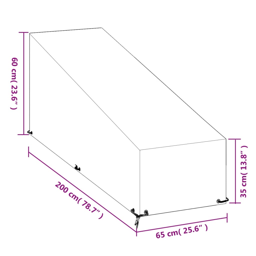 Navlaka za ležaljku s 12 ušica 200x65x35/60 cm od polietilena