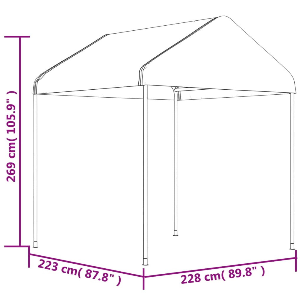 Sjenica s krovom bijela 11,15 x 2,28 x 2,69 m polietilen