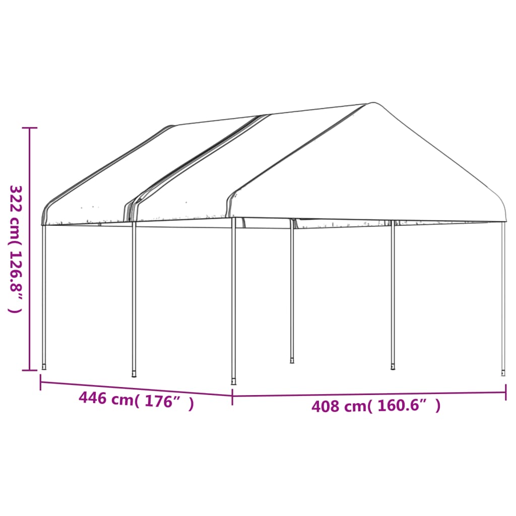 Sjenica s krovom bijela 4,46 x 4,08 x 3,22 m polietilen