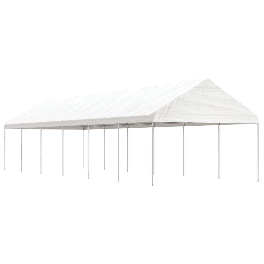 Sjenica s krovom bijela 13,38 x 4,08 x 3,22 m polietilen