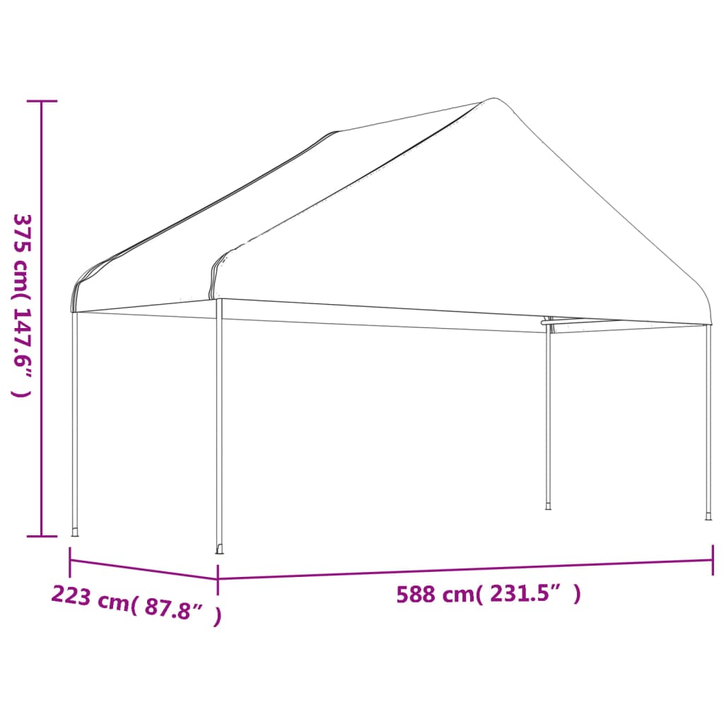 Sjenica s krovom bijela 6,69 x 5,88 x 3,75 m polietilen