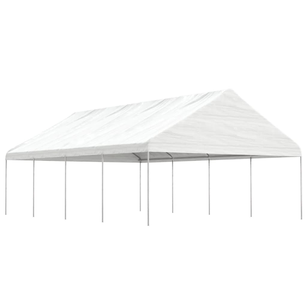 Sjenica s krovom bijela 8,92 x 5,88 x 3,75 m polietilen