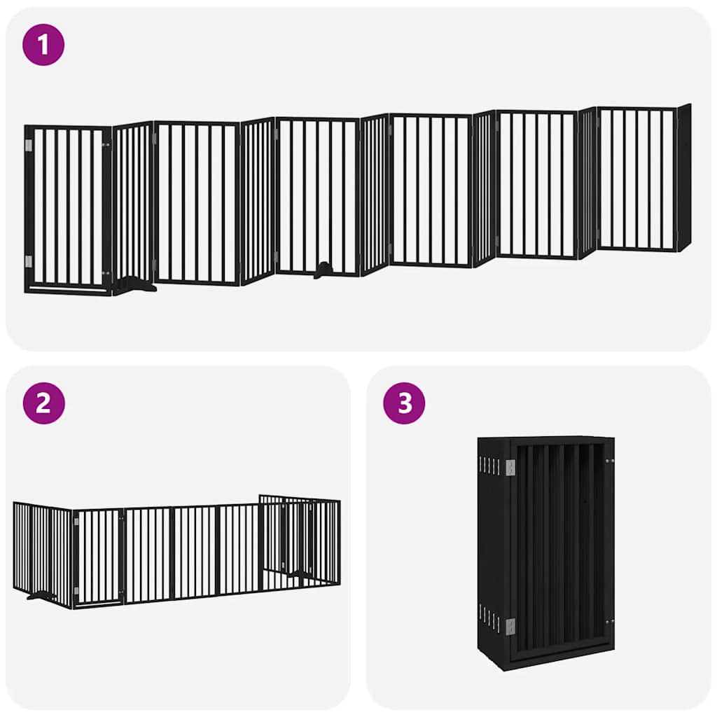 Vrata za pse s vratašcima 12 panela sklopiva 600 cm drvo topole