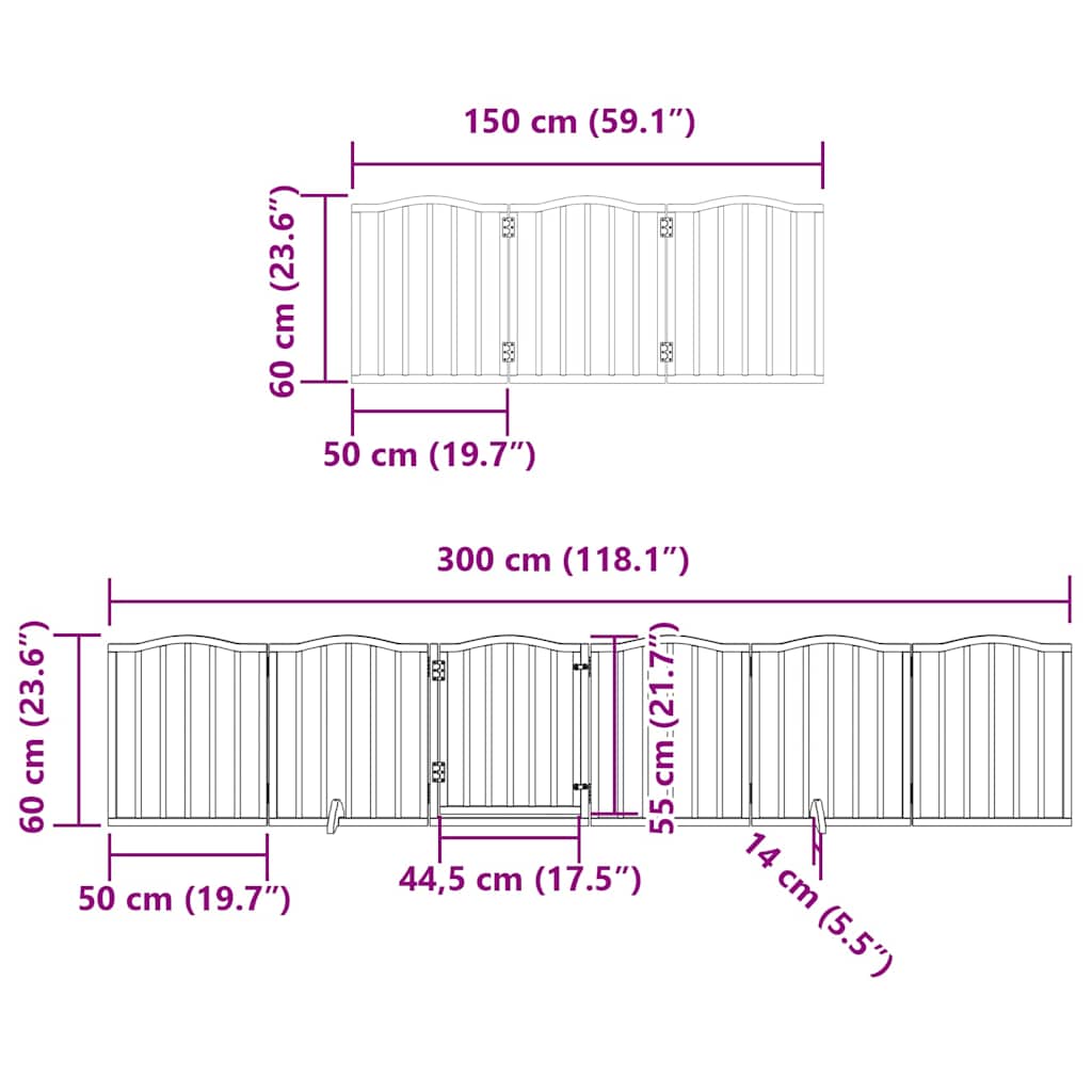 Vrata za pse s vratašcima 9 panela sklopiva 450 cm drvo topole