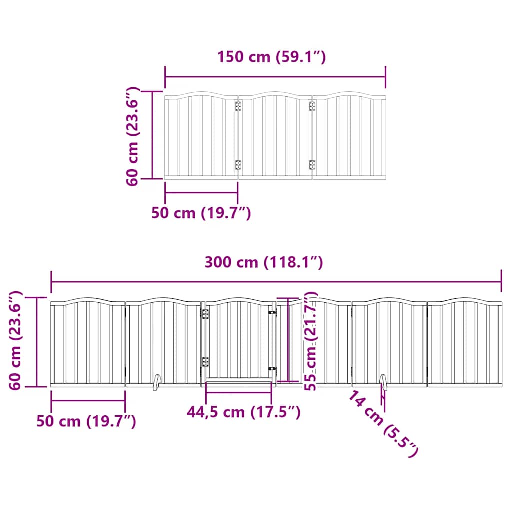 Vrata za pse s vratašcima 9 panela sklopiva 450 cm drvo topole