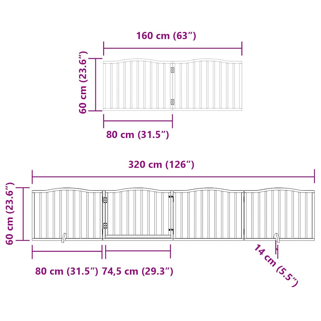 Vrata za pse s vratašcima 10 panela sklopiva 800 cm drvo topole