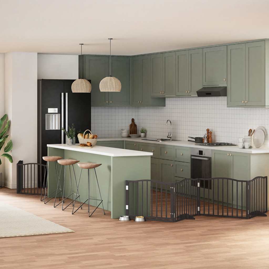Vrata za pse s vratašcima 6 panela sklopiva 480 cm drvo topole