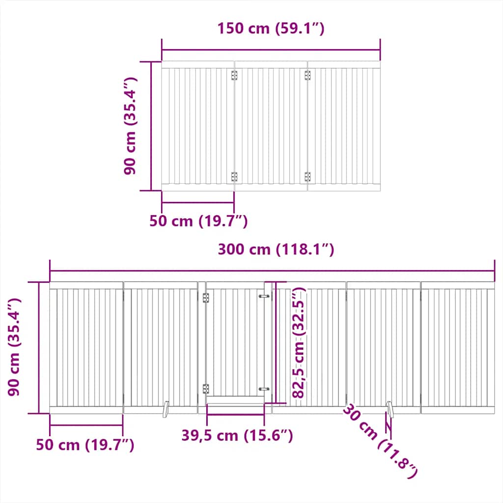 Vrata za pse s vratašcima 15 panela sklopiva 750 cm drvo topole