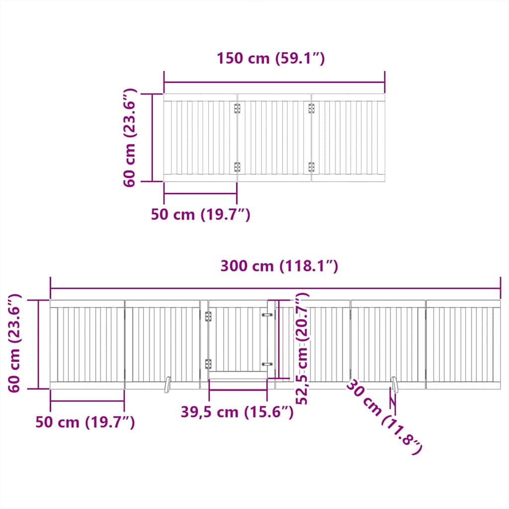 Vrata za pse s vratašcima 9 panela sklopiva 450 cm drvo topole