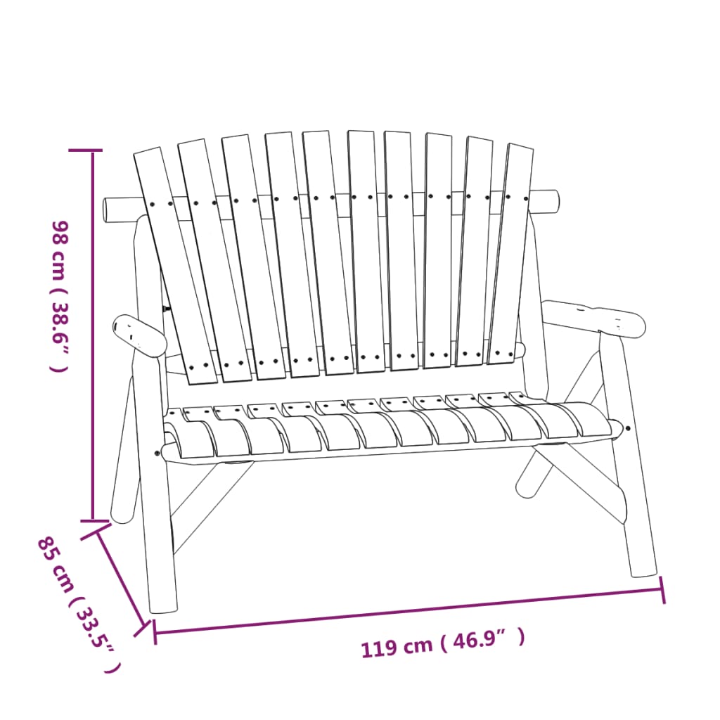 Vrtna klupa s 2 sjedala 119 x 85 x 98 cm masivno drvo smreke