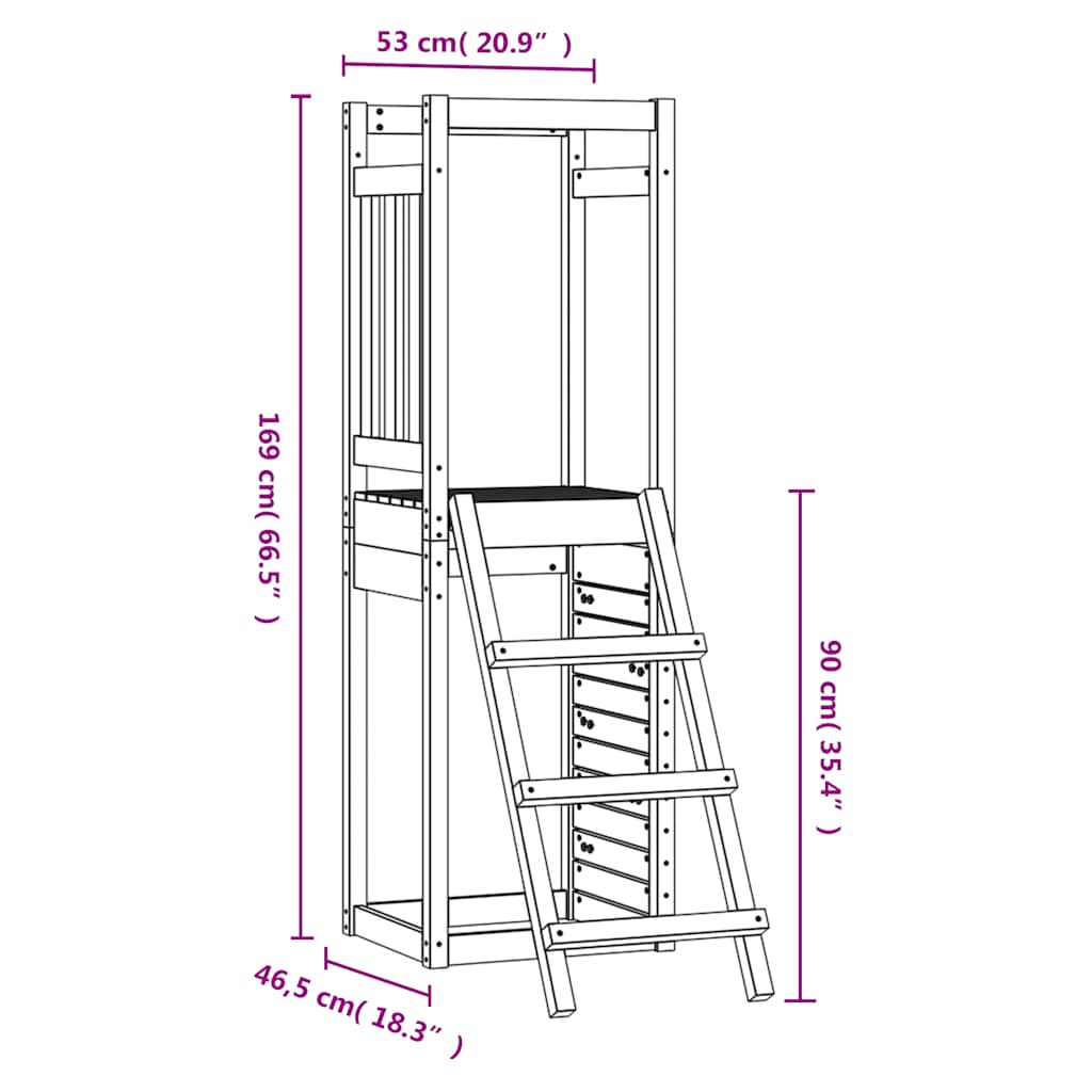 Vanjski set za igru 53 x 46,5 x 169 cm od masivne borovine