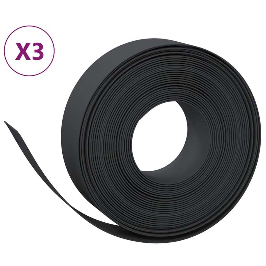 Vrtne ivice 3 kom crne 10 m 15 cm od polietilena