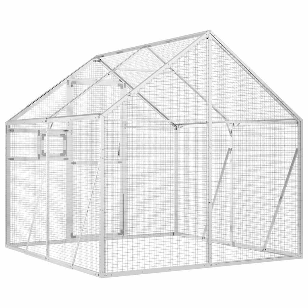 Kavez za ptice srebrni 1,79x2x1,85 m aluminijski