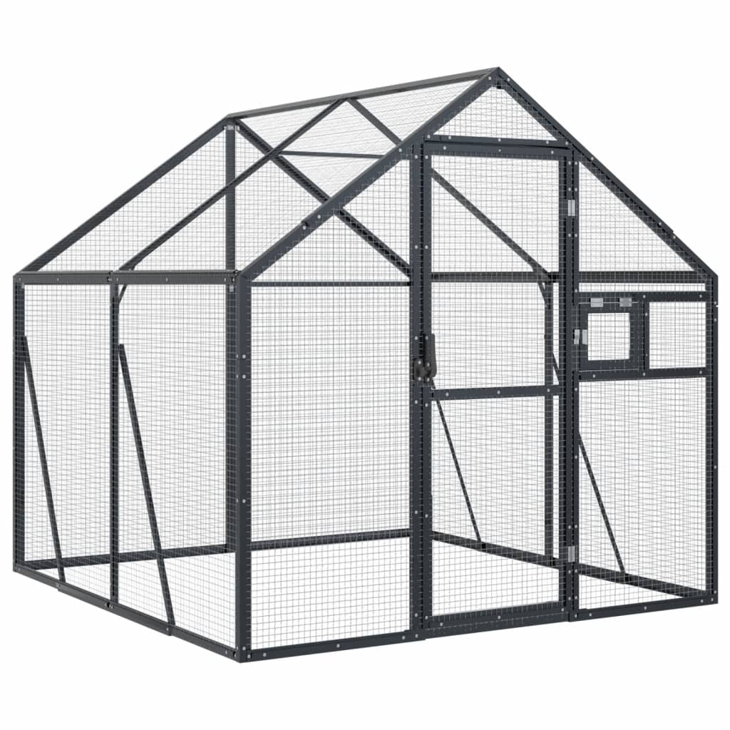 Kavez za ptice antracit 1,79x2x1,85 m aluminijski