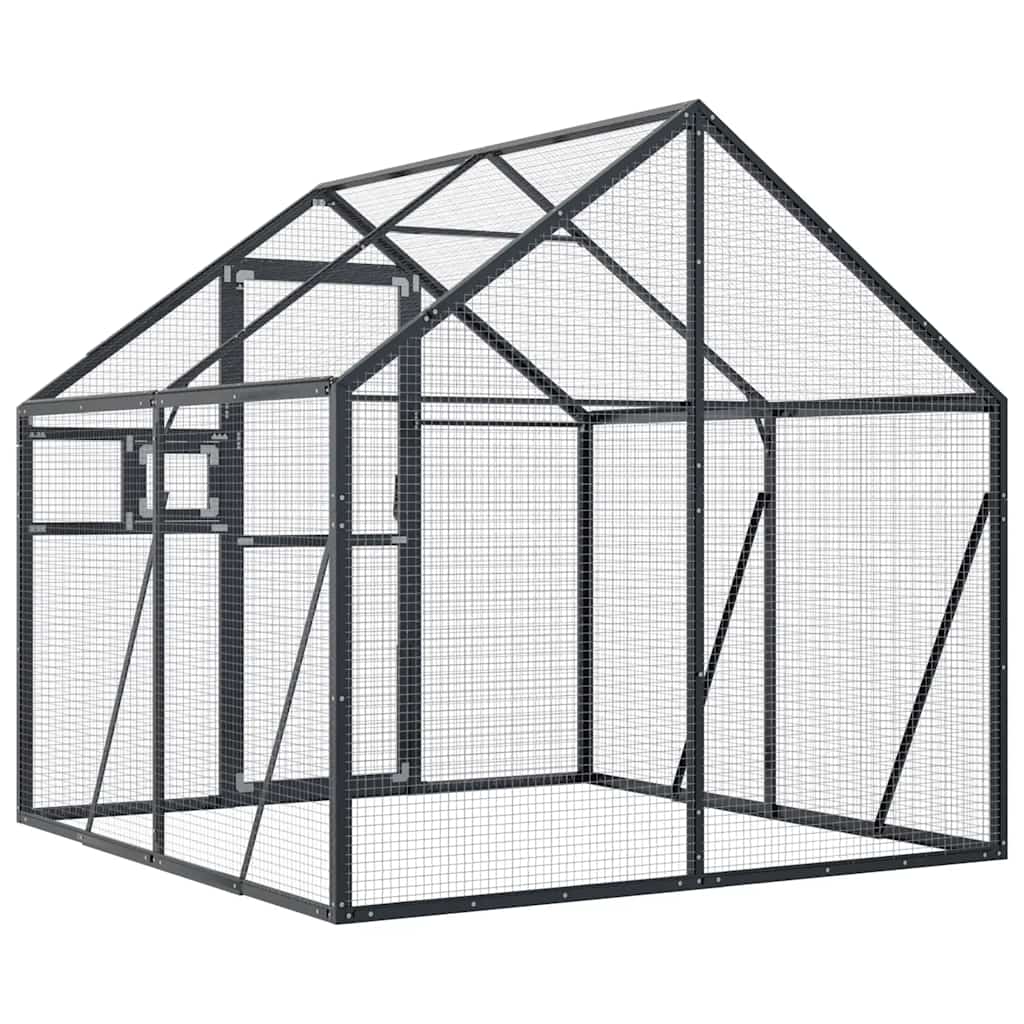 Kavez za ptice antracit 1,79x2x1,85 m aluminijski