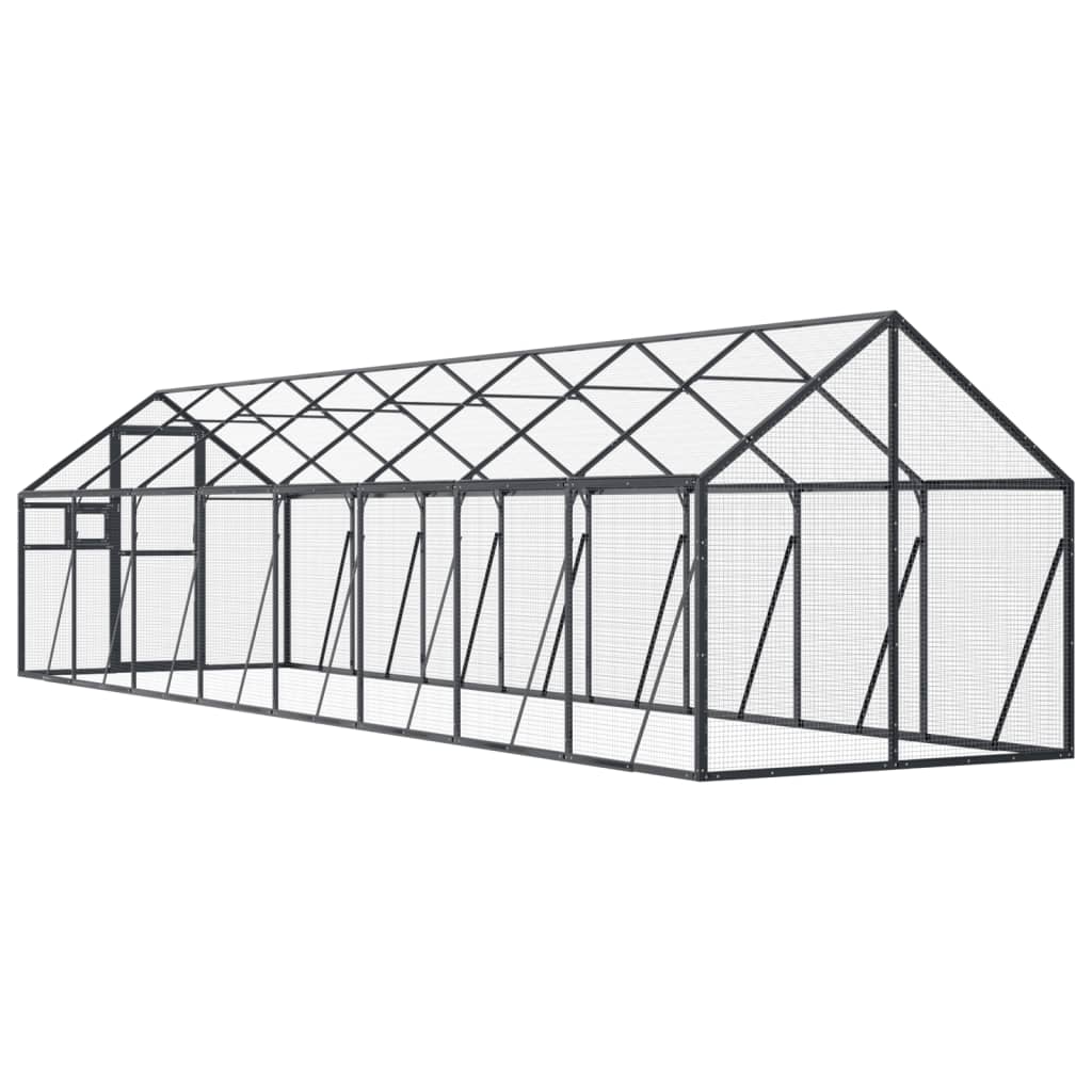 Kavez za ptice antracit 1,79x8x1,85 m aluminijski