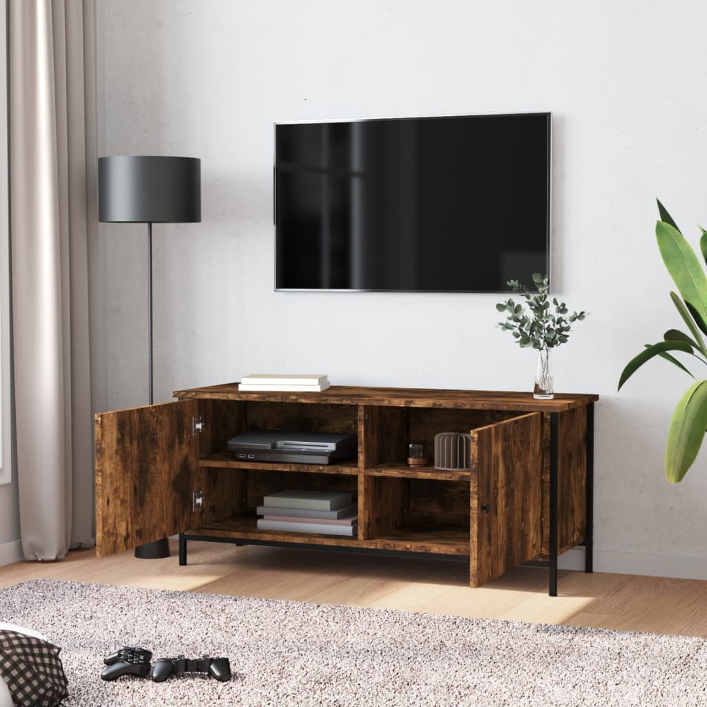 TV ormarić s vratima boja hrasta 102x35x45 cm konstruirano drvo