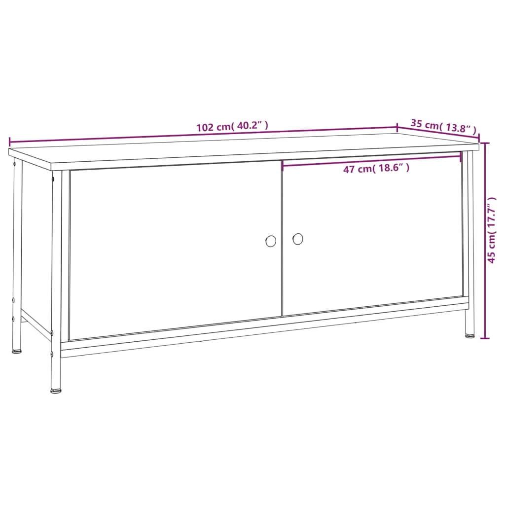 TV ormarić s vratima boja hrasta 102x35x45 cm konstruirano drvo