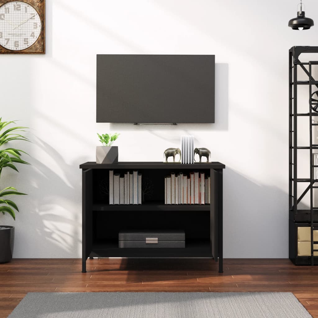 TV ormarić s vratima crni 100x35,5x45 cm od konstruiranog drva