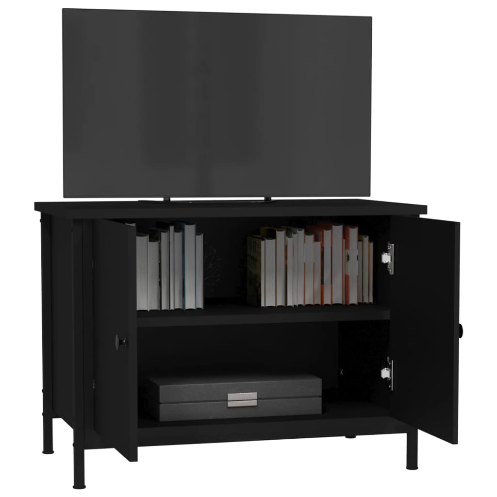 TV ormarić s vratima crni 100x35,5x45 cm od konstruiranog drva