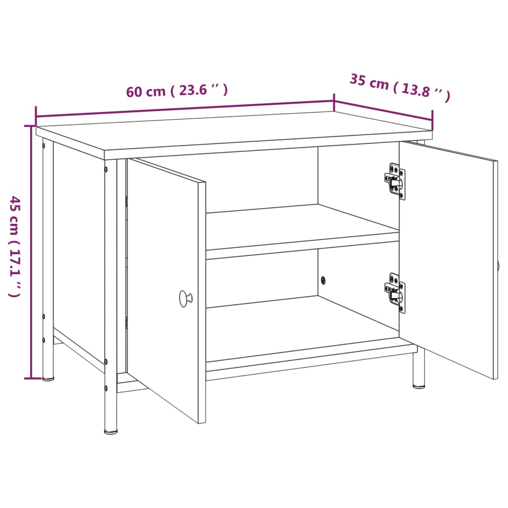 TV ormarić s vratima boja hrasta 60x35x45 cm konstruirano drvo