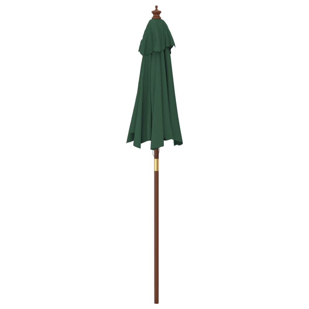 Vrtni suncobran s drvenim stupom zeleni 196 x 231 cm