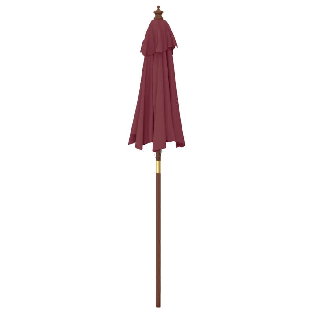 Vrtni suncobran s drvenim stupom bordo 196 x 231 cm