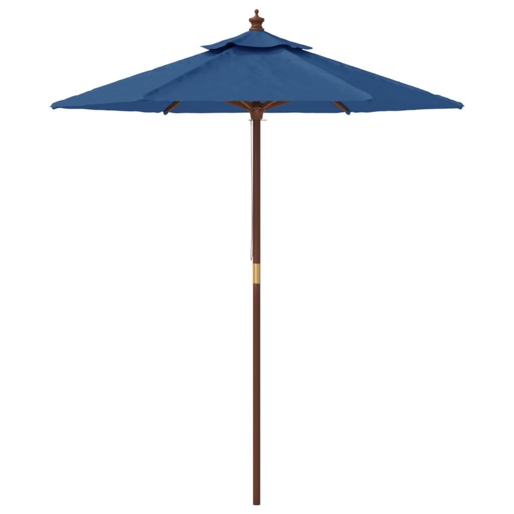 Vrtni suncobran s drvenim stupom azurnoplavi 196 x 231 cm