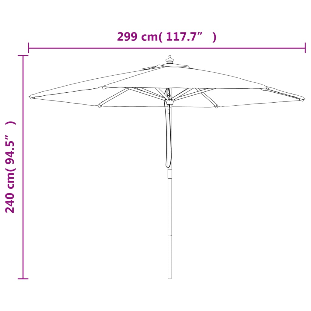 Vrtni suncobran s drvenim stupom antracit 299 x 240 cm