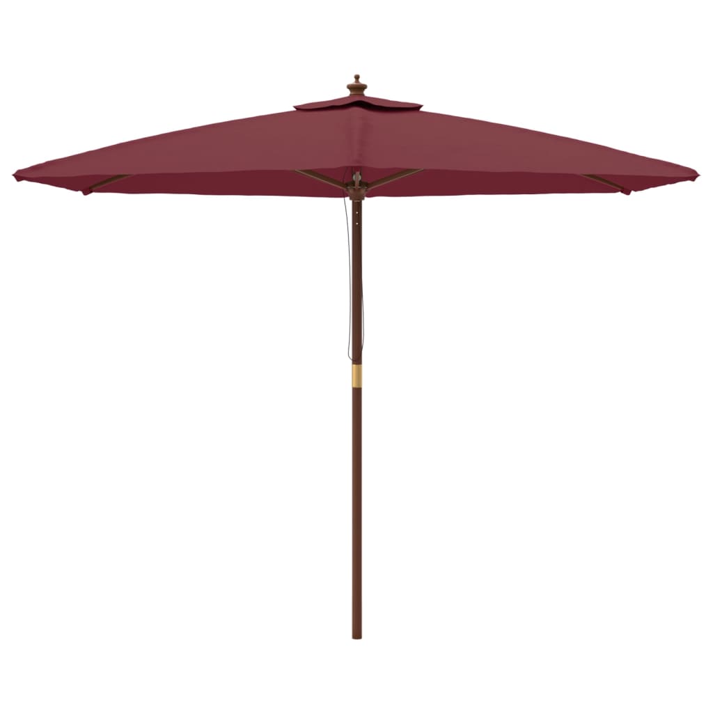 Vrtni suncobran s drvenim stupom bordo 299x240 cm