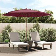 Vrtni suncobran s drvenim stupom bordo 299x240 cm
