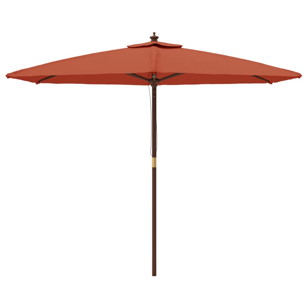 Vrtni suncobran s drvenim stupom terakota 299 x 240 cm