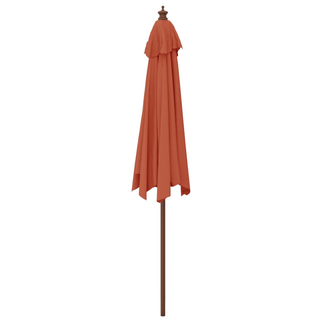 Vrtni suncobran s drvenim stupom terakota 299 x 240 cm
