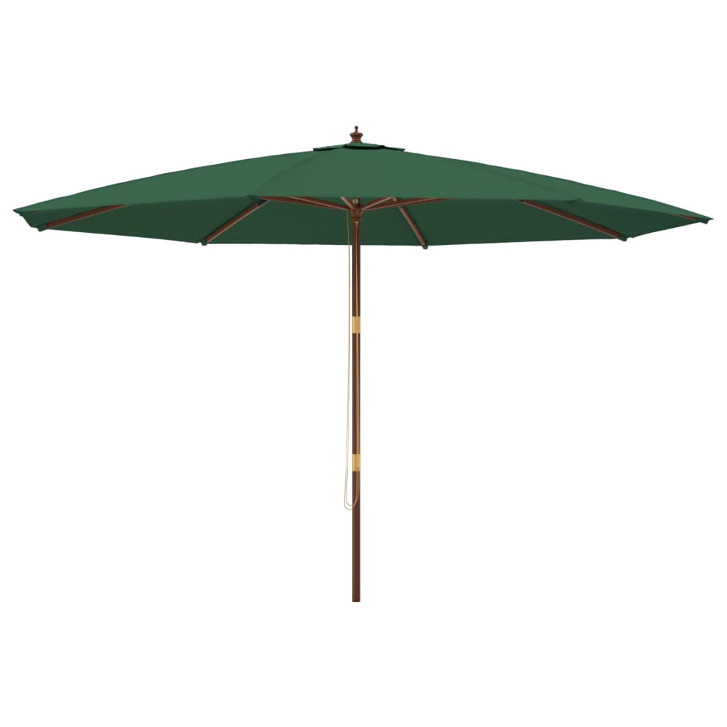Vrtni suncobran s drvenim stupom zeleni 400 x 273 cm