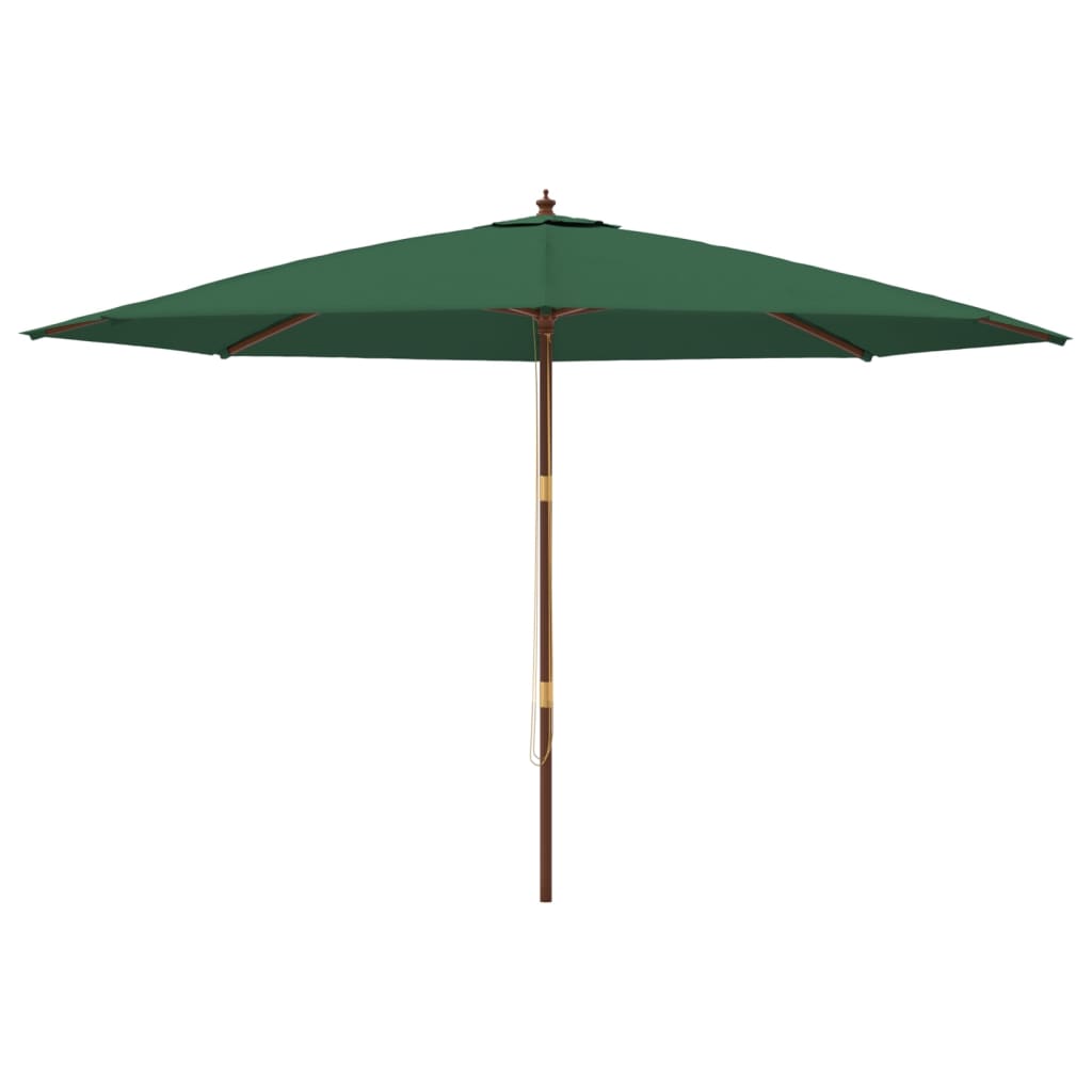 Vrtni suncobran s drvenim stupom zeleni 400 x 273 cm
