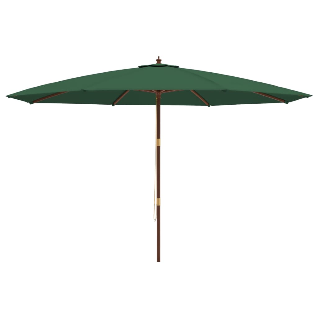 Vrtni suncobran s drvenim stupom zeleni 400 x 273 cm