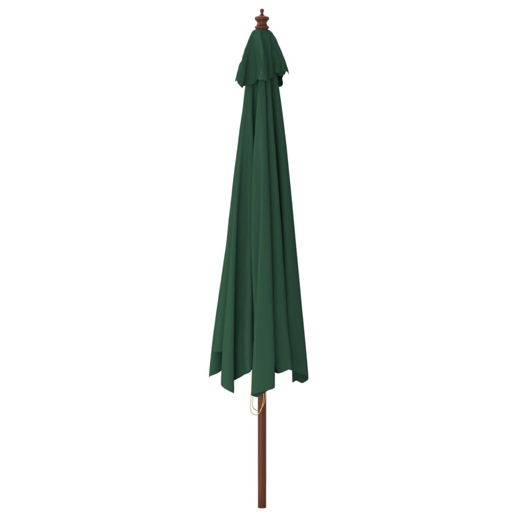 Vrtni suncobran s drvenim stupom zeleni 400 x 273 cm
