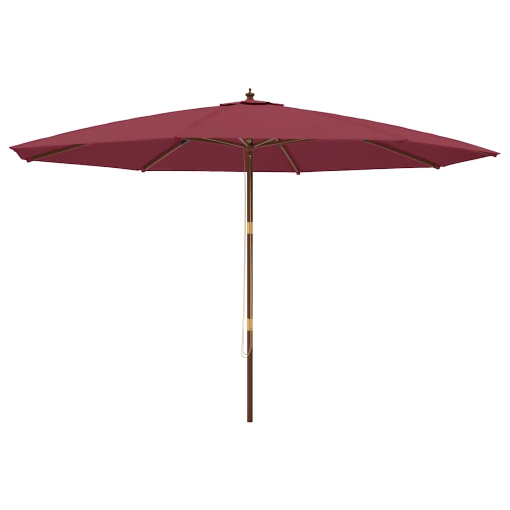 Vrtni suncobran s drvenim stupom bordo 400 x 273 cm