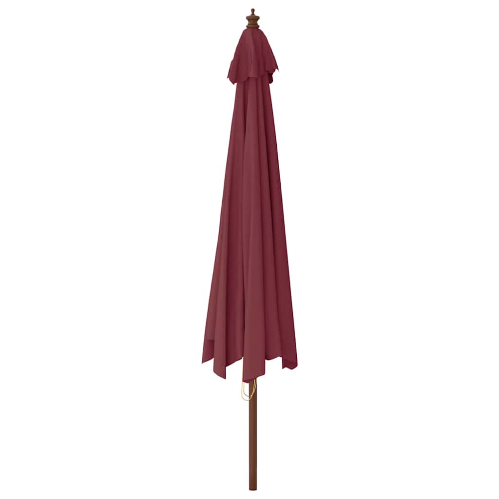 Vrtni suncobran s drvenim stupom bordo 400 x 273 cm